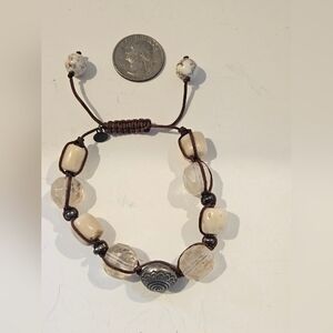 Tica Rosa Vintage 925 Sterling Silver And Quarts Beaded Bracelet